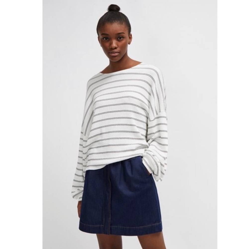 NEW FRENCH CONNECTION STRIPED BALLOON SLEEVE TOP - Picture 8 of 8